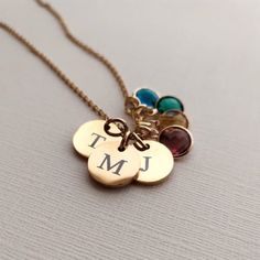 Cheap Initial Pendant Birthstone Charm Necklace, Mum And Children Necklace, Personalised Jewellery Necklaces Initials, Birthstones Necklace, Initial Birthstone Necklace, Birthstone Charm Necklace, 50th Birthday Gifts, Birthstone Necklace, Personalized Necklace