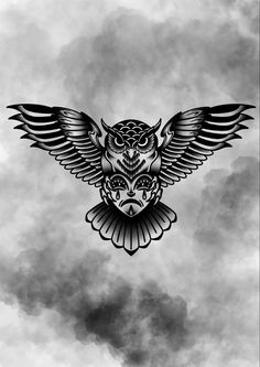 Owl Tattoo Traditional Black, American Traditional Owl Tattoo, Owl Tattoo Men, Traditional Owl Tattoo, Owl Neck Tattoo, Calf Tattoo Ideas, Traditional Owl Tattoos, Traditonal Tattoo