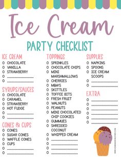 the ice cream party checklist