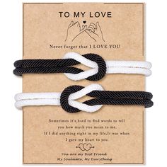 PRICES MAY VARY. 【To My Love Gifts】-- Our matching bracelets allow you to feel close to your loved one, you could share each other this promise matching bracelet, imagine how sweet it is when they see this bracelet and the special message you sent. 【Cute Couples Gift】-- Comes with a meaningful card & beautiful jewelry bag. Perfect gifts for your boyfriend/girlfriend/husband/wife/best friend on Birthday, Wedding, Anniversary, Christmas, Valentine's day. 【Materials】-- Our bracelets are made of han Novelty Bracelets For Valentine's Day Gift, Novelty White Wristband For Friendship, Novelty White Wristband As Gift, White Novelty Wristband For Friendship, White Friendship Wristband, White Friendship Bracelets For Valentine's Day, Novelty White Friendship Bracelets As Gift, Couples White Bracelets For Valentine's Day, Valentine's Day Couples Friendship Bracelets