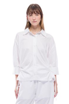 Playful & Cool Shirt! Enjoy wearing a less classic button-up shirt with a cinch-in tie cut-out on the side seams. We love a good side seam cut out like our Eve Luca Dress. Casual Tie Sleeve Tops For Office, Casual Office Tops With Tie Sleeves, Versatile Shirt With Shirttail Hem For Day Out, Casual Cotton Shirt With Tie Sleeves, Casual Shirt With Tie Sleeves, Casual Work Shirt With Tie Sleeves, Spring Cotton Shirt With Tie Sleeves, Casual Long Sleeve Shirt With Tie Sleeves, Casual Summer Shirt With Tie Sleeves