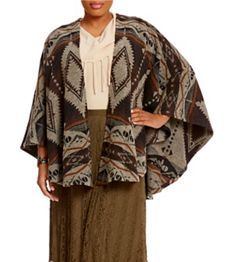 Reba Plus Tribal-Print Cape Clothing Apparel, Dillard's, Shoes And Accessories, What To Wear, Kimono Top, Cape, Women's Clothing, Clothes For Women, Women's Top