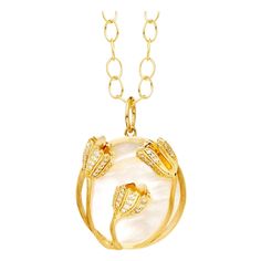 Created in 18 karat yellow gold Mother of pearl 6.50 carats approx. Diamonds 0.30 carat approx. Chain sold separately Crafted with 18-karat yellow gold, this luxurious pendant graces its silhouette with a mother-of-pearl gemstone of approximately 6.50 carats, and sparkling diamonds of 0.30 carats. Please note that a chain is sold separately. About the Designers ~ Dharmesh & Namrata Drawing inspiration from little things, Dharmesh & Namrata Kothari have created an extraordinary and refreshing col Red Pendants, Art Deco Pendant, Blue Pendant, Pearl Gemstone, Yellow Gold Pendants, Unique Gemstones, Mother Pearl, Modern Pendant, Lovely Jewellery