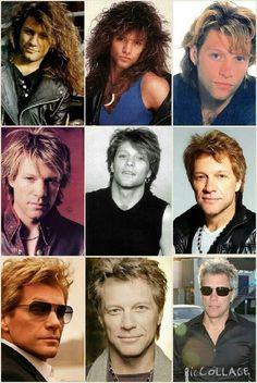 many different pictures of men with long hair and sunglasses on their faces, including one man in