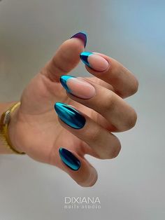 Chrome Nails Designs, French Tip Nail Designs, Her Nails, French Acrylic Nails, Funky Nails, Fancy Nails