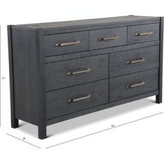 an image of a chest of drawers with measurements for each drawer and the top section