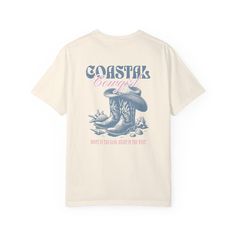 Coastal Cowgirl Comfort Colors Tshirt, Beachy Western Tee, Front & Back Graphic Summer Beach Shirt, Vintage Inspired .: The Comfort Colors 1717 tee is made with medium fabric (6.1 oz/yd² (206.8 g/m²)) consisting of high quality, 100% ring-spun US cotton for long-lasting comfort. .: The relaxed fit keeps the wearer comfy in both casual and semi-formal settings while the crew neckline delivers that classic, neat style which makes it perfect for accessorizing. .: The pre-shrunk fabric ensures a con Granola Girl Aesthetic, Western Tee, Western Graphic Tees, Comfort Colors Tshirt, Cowgirl Shirts, Coastal Cowgirl, Granola Girl, Beach Shirt, Beach Shirts