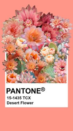 an image of flowers with the words pantonee on it in front of a pink background