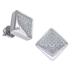 925 Sterling Silver Unisex Cubic Zirconia Square Stud Earrings, clasp: Screw Back, Micropave, Metal weight: 4.07 gram White Gold Diamond Clip-on Earrings With Diamond Accents, White Gold Clip-on Earrings With Diamond Accents, Classic Silver Diamond Clip-on Earrings, Luxury Sterling Silver Diamond Earrings With Pave Setting, Dazzling Pave Setting Earrings For Formal Occasions, White Gold Pave Set Earrings For Formal Occasions, Dazzling Formal Earrings With Pave Setting, Formal Diamond White Earrings With Pave Setting, Modern Cubic Zirconia Earrings For Anniversary