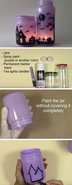 the instructions for how to make halloween jars