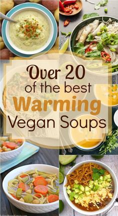 over 20 of the best warming vegan soups to make for dinner or lunch