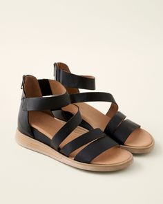 Luna Sport Sandals | Garnet Hill Casual Sandals With Zipper Closure For Spring, Casual Leather Sandals With Zipper Closure, Spring Leather Sandals With Zipper Closure, Athleisure Pants, Cork Sandals, Wide Heels, Garnet Hill, Round Toe Heels, Sport Sandals