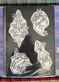 some stickers on a piece of plastic in the shape of princesses and roses