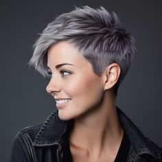 Cute pixie's haircut ideas | Easy and trendy hairstyle ideas Spunky Short Hairstyles, Asymmetric Short Hair, Edgy Hairstyles For Women, Funky Pixie Cut, Short Braid Hairstyles, Short Braid, Haircuts Trending, Short Punk Hair, Short White Hair