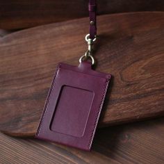 Grape purple handmade leather ID card case / holder/ badge | Etsy Id Card Lanyard, Business Card Cases, Leather Projects, Holder Design, Leather Work, Leather Diy, Badge Holder, Id Holder, Leather Pouch