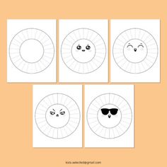 four square pictures with faces drawn on them, one has eyes and the other has an eye