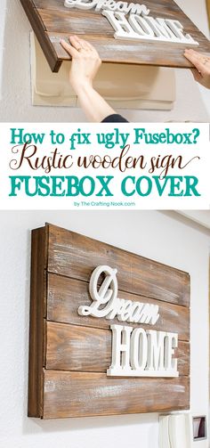 how to fix ugly fussebox? rustic wooden sign flushbox cover