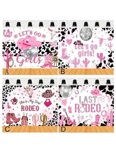 three pink and black wall hangings with the words let's go girls on them