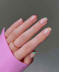 58 Cute Short Nails Designs that are Chic and Practical Summer Vacation Nails, Nautical Nails, Summer Gel Nails, Watermelon Nails, Simple Gel Nails, Cute Summer Nails, Pearl Nails, Vacation Nails