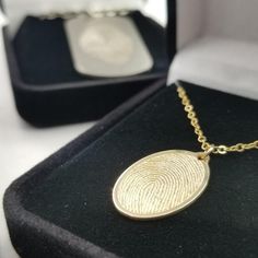 10ky Oval Memorial pendant 10k solid yellow gold with memorial | Etsy Fingerprint Necklace, Piece Of Mind, Memorial Pendant, Memorial Jewelry, Oval Pendant, Solid Yellow, Fingerprint, Sterling Silver Necklaces, Solid Gold