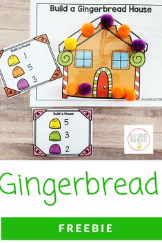 a gingerbread house is shown with the text, build a gingerbread house freebie