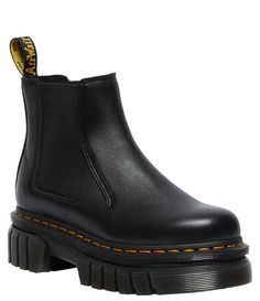 From Dr. Martens&#x2C; the Women's Audrick Nappa Lux Chelsea Booties feature:Nappa Lux upper is a classic nappa leather that is soft and smooth to the touchSlip on design with side goringClassic Docs DNA including visible stitching&#x2C; grooved sides&#x2C; and a scripted heel-loopLightweight EVA midsoleOur Goodyear-welted lines are heat-sealed at 700°C and reinforced with our signature welt stitchPVC outsole with rugged deep ridgesApprox. 6& Doc Martens Aesthetic, Gardening Shoes, Exotic Fashion, Goodyear Welt, Lug Sole, Dillard's, Platform Boots, Nappa Leather, Work Boots