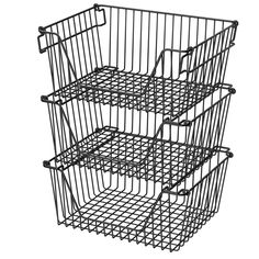 three wire baskets stacked on top of each other