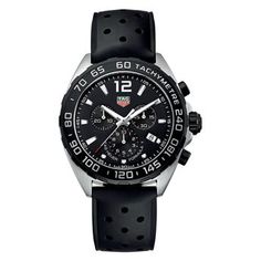 **This item is eligible for next business day delivery once ordered before 2pm** TAG Heuer Formula 1 Men's Chronograph Black Strap Watch. The TAG Heuer Formula 1 collection showcases casual sports watches inspired by the brand's official relationship with the McLaren Formula 1 team. Pairing bold styling, reliability and precision performance, Formula 1 watches have all the characteristics a professional sports watch requires. This TAG Heuer Formula 1 men's watch has anthracite Luxury Black Chronograph Watch With Tachymeter, Elegant Black Chronograph Watch With Subdials, Luxury Black Chronograph Watch For Business, Elegant Black Chronograph Watch, Luxury Watch With Tachymeter, Luxury Round Watches With Tachymeter, Classic Black Round Chronograph Watch, Black Chronograph Watch With Chronometer, Designer Black Watches With Subdials