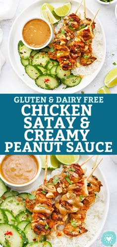 grilled chicken satay and creamy peanut sauce