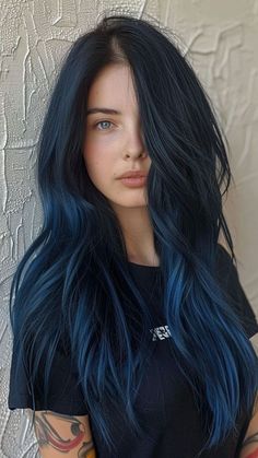 Black Hair Inspiration, Hair Color Blue, Hair Dye Colors, Hair Inspiration Color, Hair Inspo Color, Hair Color Trends