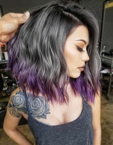 Hair Color 2017, Hair Color Purple, Purple Ombre, Unique Hairstyles, Cool Hair Color, Silver Hair, Hair Dos, Ombre Hair