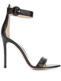 black leather single toe strap buckle-fastening ankle strap 105mm stiletto heel branded leather insole Gianvito Rossi Heels, Rossi Shoes, Sergio Rossi, Footwear Design Women, Gianvito Rossi, Ankle Strap Sandals, Pump Shoes, Strap Sandals, Black Sandals