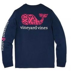 Vineyard Vines boys long sleeve t shirt New with tags pink ribbon whale Blue Whale Blue, Vineyard Vines Boys, Athletic Clothes, Boys Long Sleeve, Athletic Outfits, Pocket Tshirt, Tom Holland, Pink Ribbon, Vineyard Vines