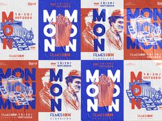 an advertisement for the movie mommoon, which is featured in red and blue