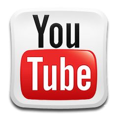 the youtube logo is displayed on a white square button with black lettering that reads, you tube