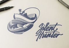 the logo for silent hunter is displayed on a piece of paper next to some markers