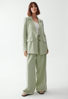 CALLI MELISSA - Suknjič - sage green Sage Green Fashion, Green Suit Women, Dark Autumn, Green Business, Green Suit, Rock Cafe, Business Suit, Dress Code, Amalfi