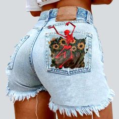 Make a statement this summer with our 2023 Summer Collection of back pocket print denim shorts the perfect blend of trendy fashion and comfort! With a design inspired by the iconic millennium style. these jeans feature a straight cut with a tall waist and a zipper and button closure for a sleek look. The intricate pattern embellishments add a layer of sophistication. making them a traditional piece of luxury and class.Why These Jeans Should Be Your Next Purchase Modern Trendy Statement: Capture Mid-rise Jean Shorts With Pockets For Summer, Summer Mid-rise Jean Shorts With Pockets, Y2k Jean Shorts With Built-in Shorts For Summer, Y2k Style Shorts With Pockets For Summer, Y2k Shorts With Pockets For Summer, Y2k Style Summer Shorts With Pockets, Summer Jeans Shorts With Pockets, Y2k Jean Shorts For Summer, Y2k Style Jean Shorts For Summer