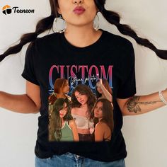 Custom Bootleg Rap Tee - Vintage 90s Graphic Tshirt Personalized Photo Shirt 90s Style Sublimation Print T-shirt For Streetwear, 90s Style T-shirt With Sublimation Print For Streetwear, Pop Culture Sublimation Print Top For Streetwear, Black Custom Print 90s T-shirt, Retro Custom Print Tops For Streetwear, 90s Style Black T-shirt With Custom Print, Trendy Concert T-shirt With Sublimation Print, 90s Crew Neck T-shirt With Custom Print, 90s Fan Merchandise T-shirt