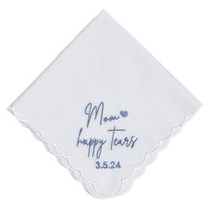 Mom Happy Tears Custom Embroidered Wedding Handkerchiefs for Mother of the Bride or Groom Handkerchief Embroidery, Bridal Handkerchief, Tears Design, Embroidered Handkerchief Wedding, Personalized Handkerchiefs, Ladies Handkerchiefs, Monogram Towels, Embroidered Handkerchief, Heirloom Gifts