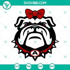 an image of a bulldog with a bow on it's head and the words svvibe com