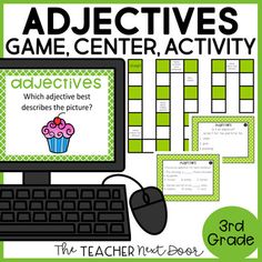 a computer screen with the words adjecttives print and digital game on it