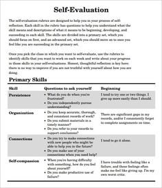 a sample self - evaluation form for students to use in their writing and speaking skills