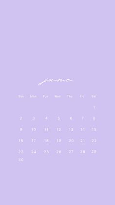 a purple wall calendar with the word june on it