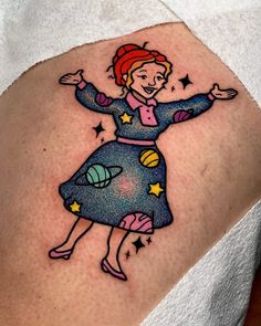 90s Pop Culture Tattoo, Fancy Nancy Tattoo, Early 2000s Tattoo Ideas, Girly Pop Tattoo, Early 2000s Tattoos, Nickelodeon Tattoos, 90s Cartoon Tattoo Designs, Cartoon Style Tattoos