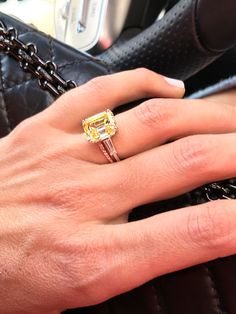 Yellow Shappire Ring, Yellow Emerald Cut Diamond Ring, Luxury Citrine Diamond Ring In Yellow Gold, Yellow Diamond Wedding Band, Engagement Rings Yellow Diamond, Yellow Asscher Cut Diamond Ring Fine Jewelry, Luxury Brilliant Cut Citrine Diamond Ring, Canary Diamond Engagement Ring, Luxury Yellow Citrine Diamond Ring