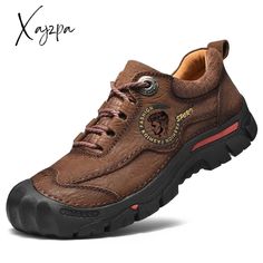 Xajzpa - Outdoor Camping Hiking Shoes Men Genuine Leather Sports Sneakers Man Travel Casual Leisure Man Travel, Sports Sneakers, Men's Footwear, Brown Shoe, Sport Sneakers, Hiking Shoes, Shoes Men, Outdoor Camping, Light Brown