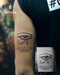 an egyptian eye tattoo on the arm