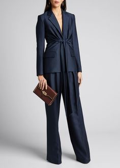 Silk Pant Suit, Modern Suits, Business Professional Outfits, Wide Leg Pant Suit, Business Attire Women, Silk Blazer, Corporate Fashion, Gabriela Hearst