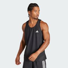 adidas Shop the Own The Run Tank Top - Black at adidas.com/us! See all the styles and colors of Own The Run Tank Top - Black at the official adidas online shop. Mens Vest Fashion, Adidas Tank Top, Bar Logo, Running Tank Tops, Sport Top, Adidas Shop, Adidas Running, Sport T-shirts, Running Shirts